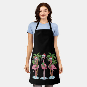 Grappige Roze Flamingo "Dromend van een Roze Kerst Schort