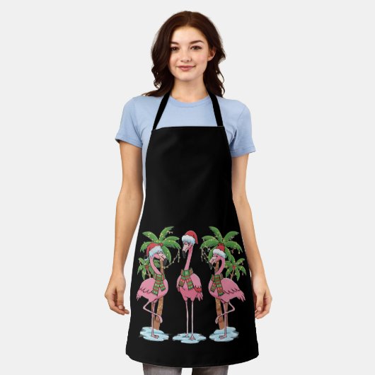 Grappige Roze Flamingo "Dromend van een Roze Kerst Schort (Gedragen)