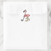 Grappige roze flamingo golfen kunst ronde sticker (Tas)