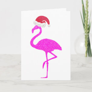 Grappige roze flamingo Kerstman Hoed Kerstmis Chri Feestdagen Kaart