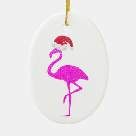 Grappige roze flamingo Santa Hat Kerstmis Christus Keramisch Ornament