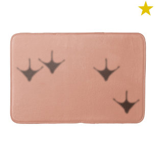 Grappige Roze Flamingo Schaduw Voetafdrukken Badmat