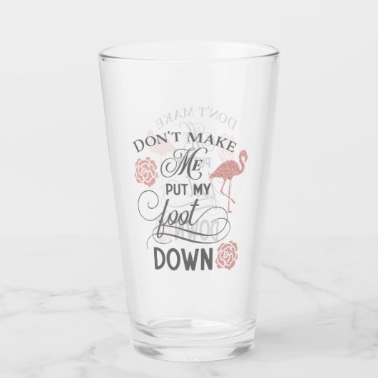 grappige roze flamingo woordkunst glas (Achterkant)