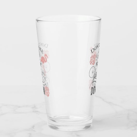 grappige roze flamingo woordkunst glas (Links)
