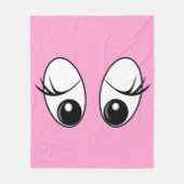 Grappige roze fleece deken met verrassende ogen (Voorkant)