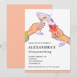 Grappige Roze Gouden Cocktail Champagne 69e verjaa Kaart