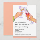 Grappige Roze Gouden Cocktail Champagnetuin 91ste Kaart (Voorkant / Achterkant)
