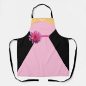 Grappige roze jurk met roze bloem schort (Voorkant)