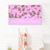 Grappige Roze Kat Patroon  Spandoek (Insitu)