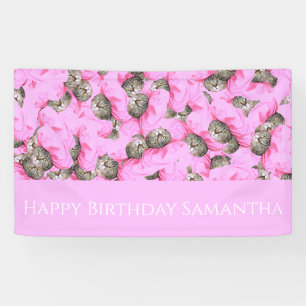 Grappige Roze Kat Patroon  Spandoek