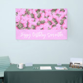 Grappige Roze Kat Patroon  Spandoek (Beurs)