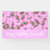 Grappige Roze Kat Patroon  Spandoek (Horizontaal)