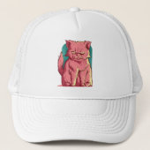 Grappige Roze Kat Trucker Pet (Voorkant)