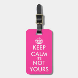 Grappige roze Keep Calm reislabel voor vrouwen Bagagelabel