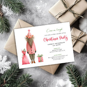 Grappige roze kerstman aquarel Kerstfeest uitnodig Kaart