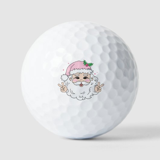 Grappige Roze Kerstman Kerst Golfballen (Voorkant)