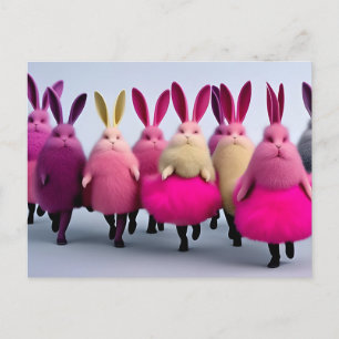 Grappige Roze Konijnen door AI Gegeneerde Kunst An Briefkaart
