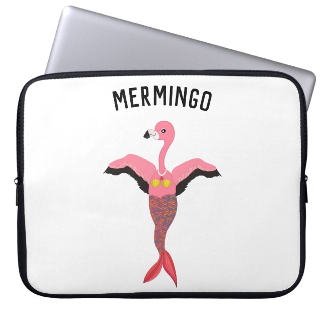 Grappige roze magische zeemeermin flamingo merming laptop sleeve (Voorkant)