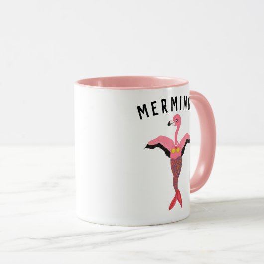 Grappige roze magische zeemeermin flamingo merming mok (Voorkant rechts)