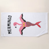 Grappige roze Mermingo Flamingo Mermaid zomer hand Strandlaken (Voorkant)