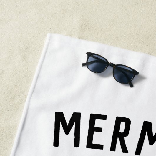 Grappige roze Mermingo Flamingo Mermaid zomer hand Strandlaken (In situ)