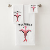Grappige roze mermingo flamingo zeemeermin matchin bad handdoek (Insitu)