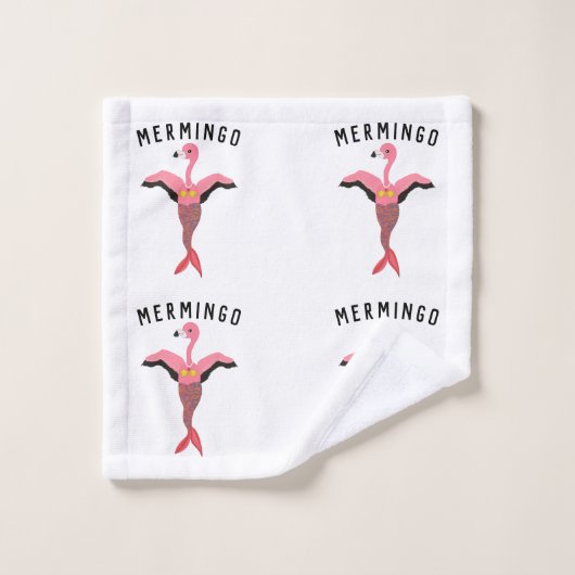 Grappige roze mermingo flamingo zeemeermin matchin bad handdoek (Wasdoekje)