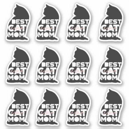 Grappige Roze Moederdag Beste Kattenmoeder Sticker (Voorkant)