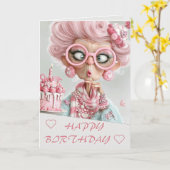 Grappige Roze Pittige Veroudering Kaart (Gele Bloem)