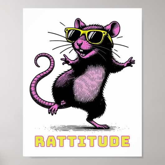Grappige roze rat meme houding roze rat zonnescher poster (Voorkant)