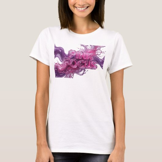 Grappige Roze ROZE FOCUS Tekst Design T-shirt (Voorkant)