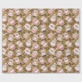 Grappige Roze Santas voor Kerstmis Cadeaupapier (Vlak)