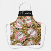 Grappige Roze Santas voor Kerstmis Schort (Voorkant)