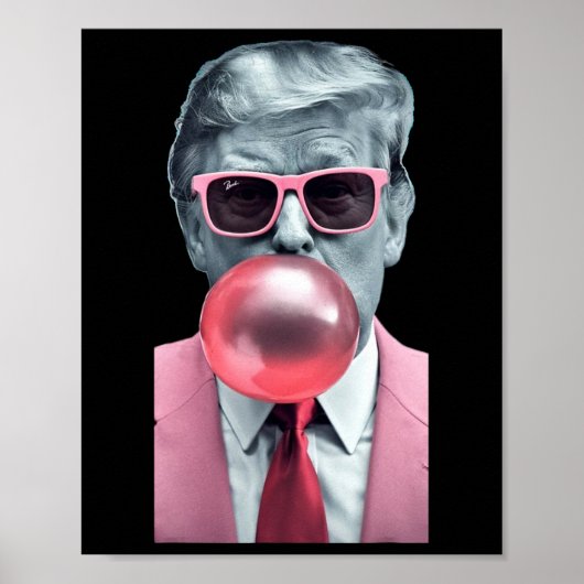 Grappige Roze Trump Bubble Gum Yum Tee Poster (Voorkant)