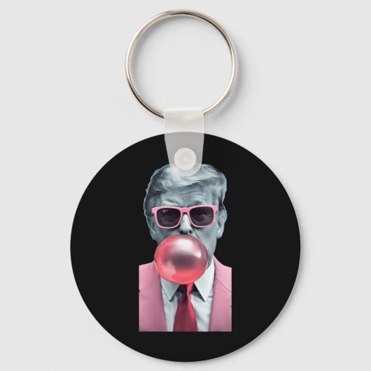 Grappige Roze Trump Bubble Gum Yum Tee Sleutelhanger (Voorkant)