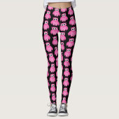 Grappige roze uil cartoonpatroon workoutleggings leggings (Voorkant)