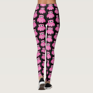 Grappige roze uil cartoonpatroon workoutleggings leggings