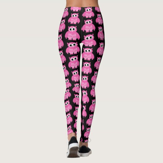 Grappige roze uil cartoonpatroon workoutleggings leggings (Achterkant)