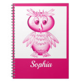 Grappige Roze Uil Persoonlijke Kinderen Notitieboek (Voorkant)