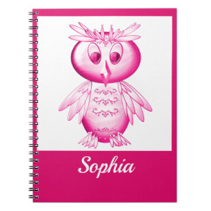 Grappige Roze Uil Persoonlijke kinderen Notitieboek