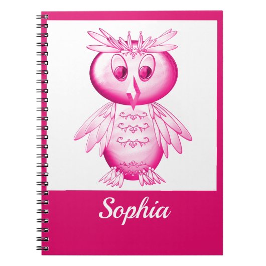 Grappige Roze Uil Persoonlijke kinderen Notitieboek (Voorkant)