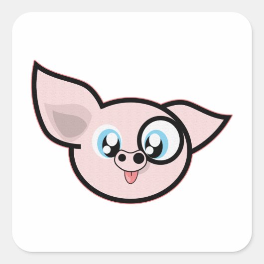 Grappige Roze Varkenskop Vierkante Sticker (Voorkant)