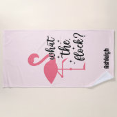 Grappige Roze Wat de Flock Flamingo Persoonlijk Strandlaken (Voorkant)