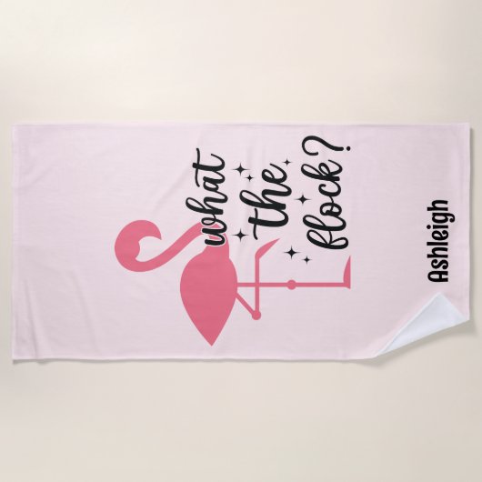 Grappige Roze Wat de Flock Flamingo Persoonlijk Strandlaken (Voorkant)