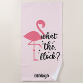 Grappige Roze Wat de Flock Flamingo Persoonlijk Strandlaken (Voorkant)