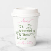 Grappige Roze Worstjes & Tinis Martini Verjaardags Papieren Bekers (Achterkant)