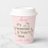 Grappige Roze Worstjes & Tinis Martini Verjaardags Papieren Bekers (Voorkant)
