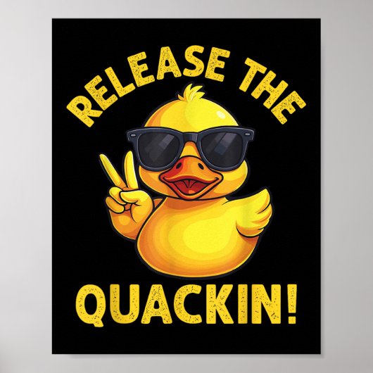 Grappige Rubber Eend Laat De Kwak Uit! Poster (Voorkant)