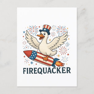 Grappige Rubber Eend USA Patriottisch Vuurwerk 4de Feestdagenkaart