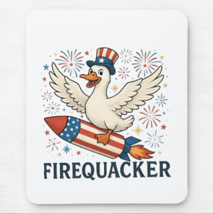 Grappige rubber eend USA patriottische vuurvreter Muismat
